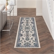 Nourison Essentials 6' Runner Ivory Blue Fabric Area Rug