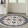 Nourison Essentials 8' x Round Ivory Blue Fabric Area Rug