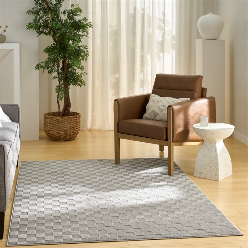 nourison serenity home 5' x 7' gray fabric area rug