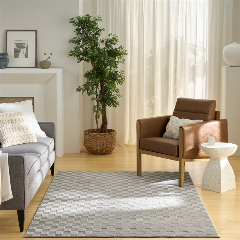 nourison serenity home 5' x 7' gray fabric area rug