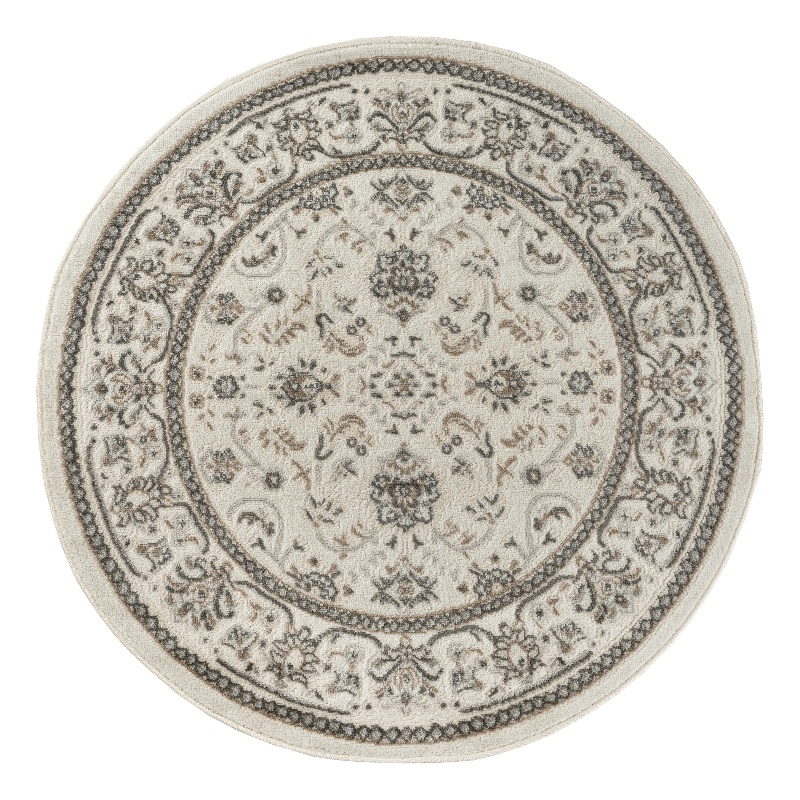 Nourison Serenity Home 4' x Round Ivory Mocha Fabric Area Rug