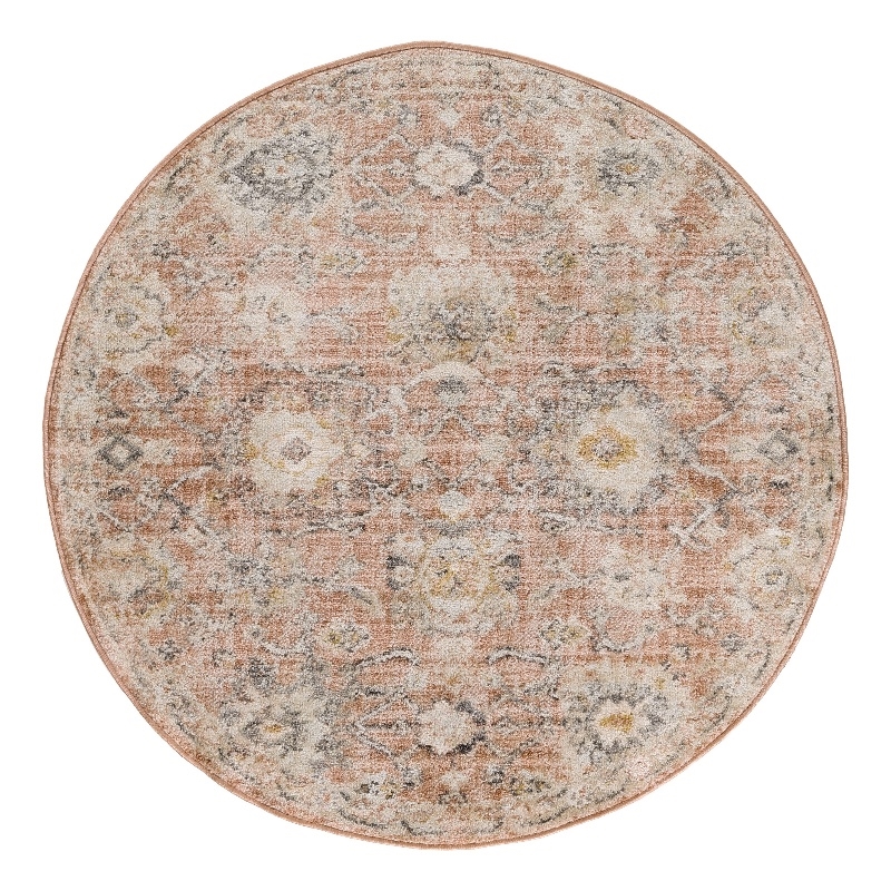 Nourison Oushak Home 4' x Round Rust Fabric Area Rug