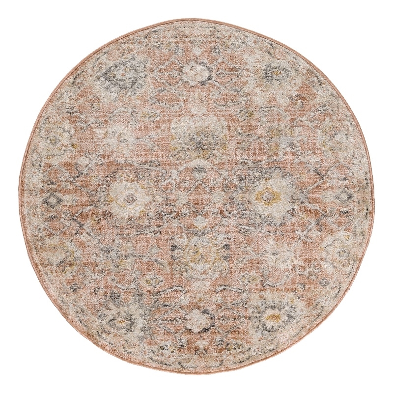 Nourison Oushak Home 8' x Round Rust Fabric Area Rug