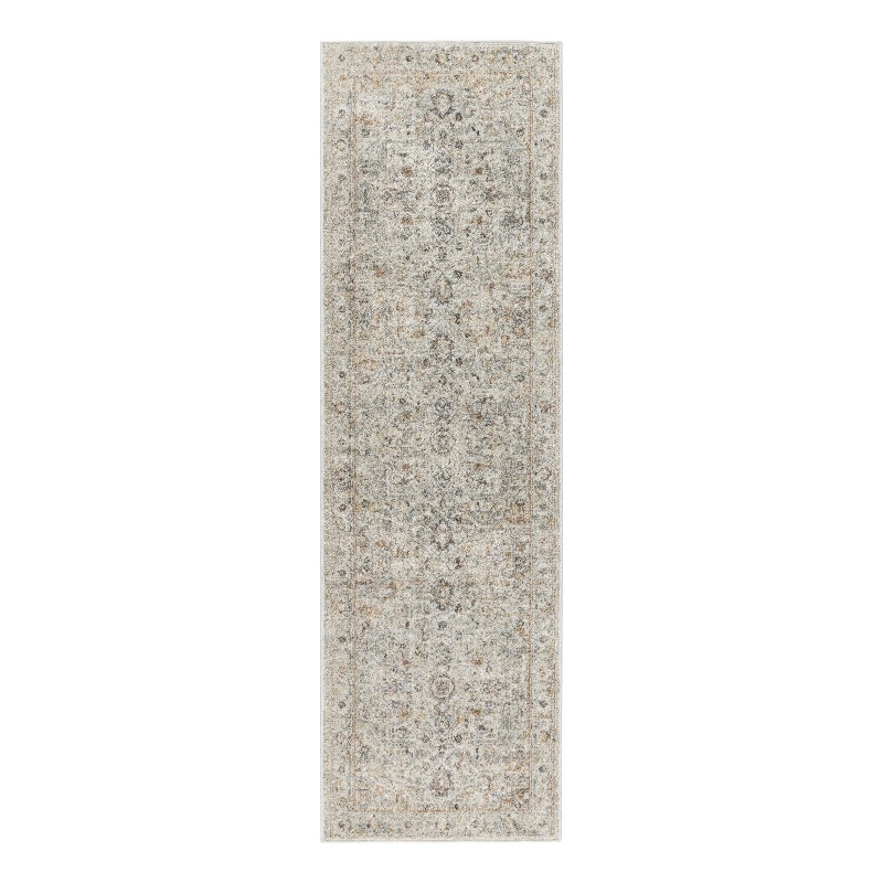 Nourison Oushak Home 6' Runner Light Gray Fabric Area Rug