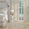 Nourison Oushak Home 4' x Round Light Gray Fabric Area Rug