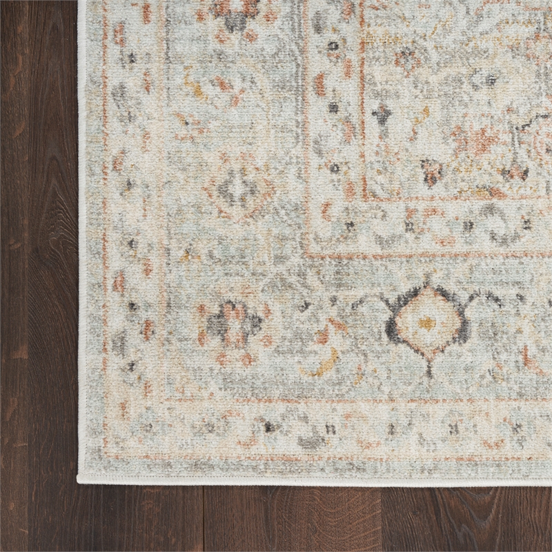 nourison oushak home 10' x 14' light gray fabric area rug