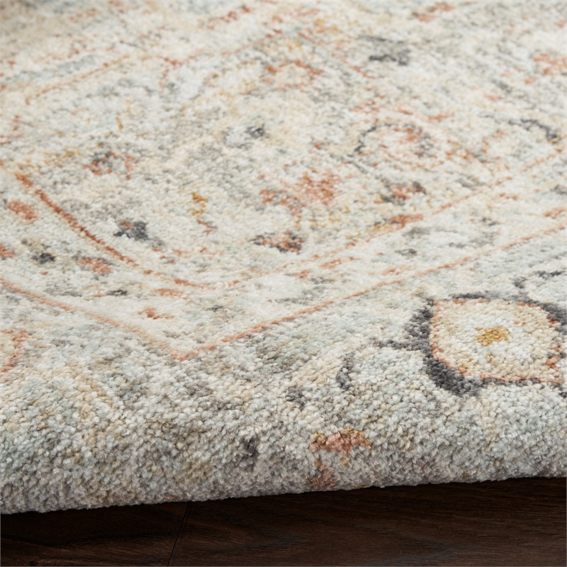 nourison oushak home 10' x 14' light gray fabric area rug