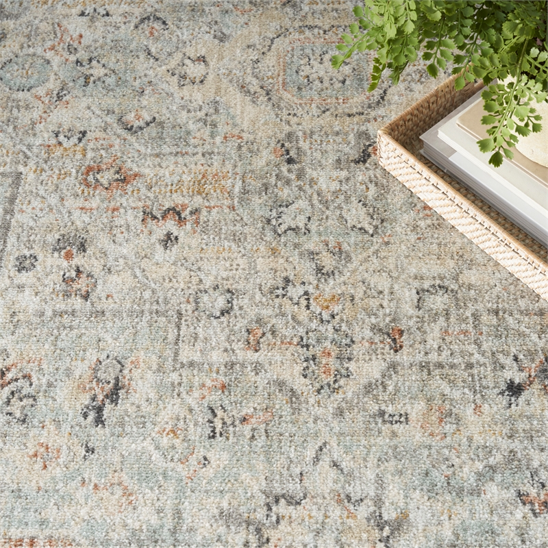 nourison oushak home 10' x 14' light gray fabric area rug