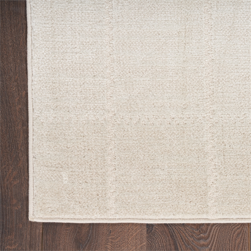 Nourison Serenity Home 6' Runner Ivory Cream Fabric Area Rug