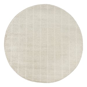 Nourison Serenity Home 4' x Round Ivory Cream Fabric Area Rug