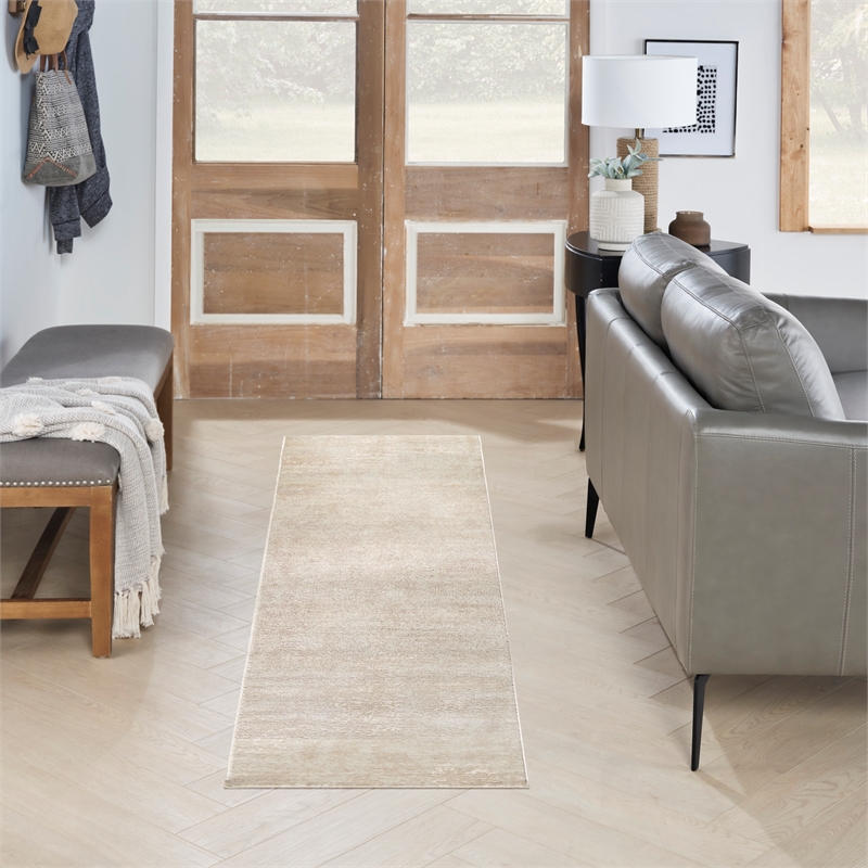 Nourison Serenity Home 6' Runner Ivory Fabric Area Rug