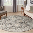 Nourison Oushak Home 8' x Round Charcoal Fabric Area Rug