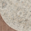 Nourison Oushak Home 4' x Round Cream Fabric Area Rug