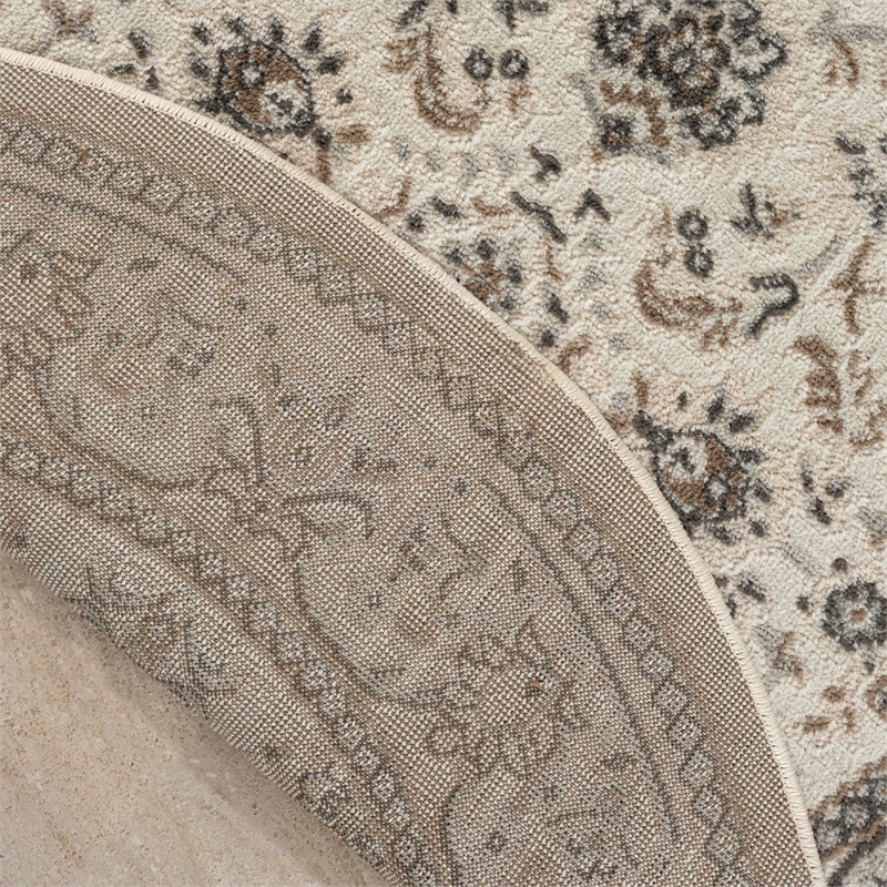 Nourison Serenity Home 8' x Round Ivory Mocha Fabric Area Rug