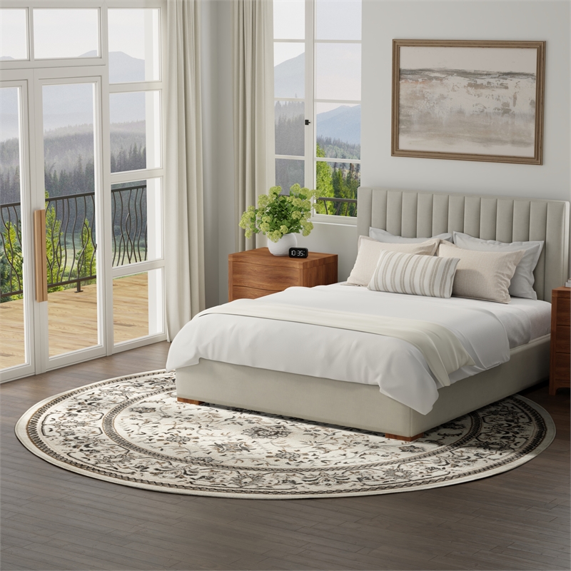 Nourison Serenity Home 8' x Round Ivory Mocha Fabric Area Rug