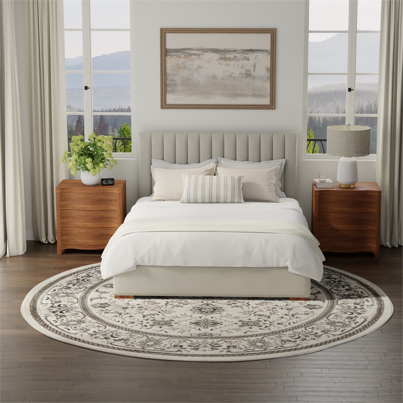 Nourison Serenity Home 8' x Round Ivory Mocha Fabric Area Rug