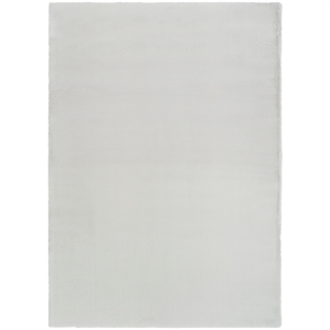 Nourison Soft Plush Rabbit Fur 4' x 6' Silver Fabric Polyester Area Rug