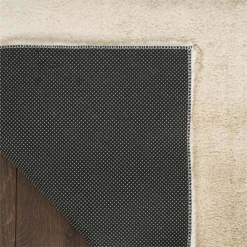 Nourison Soft Plush Rabbit Fur 5' x 7' Beige Fabric Polyester Area Rug