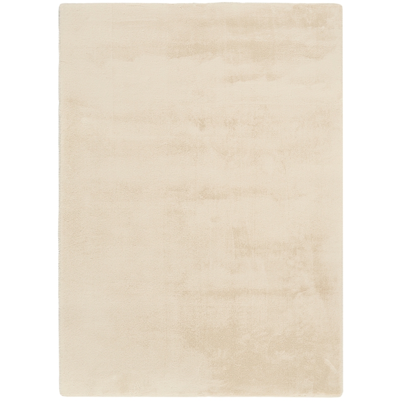 Nourison Soft Plush Rabbit Fur 5' x 7' Beige Fabric Polyester Area Rug