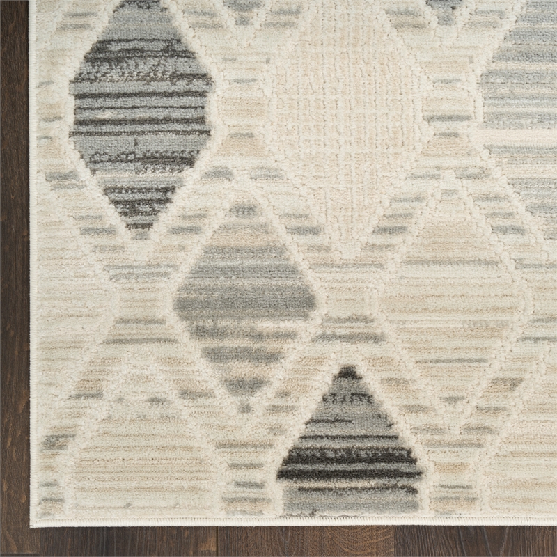Nourison Serenity Home 9' x 12' Beige Gray Fabric Area Rug