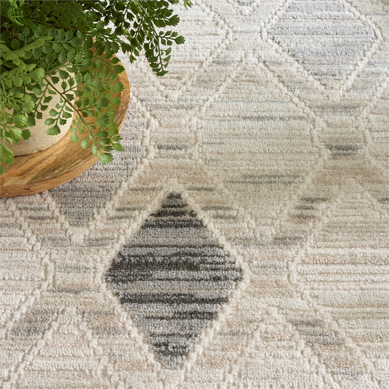 Nourison Serenity Home 9' x 12' Beige Gray Fabric Area Rug