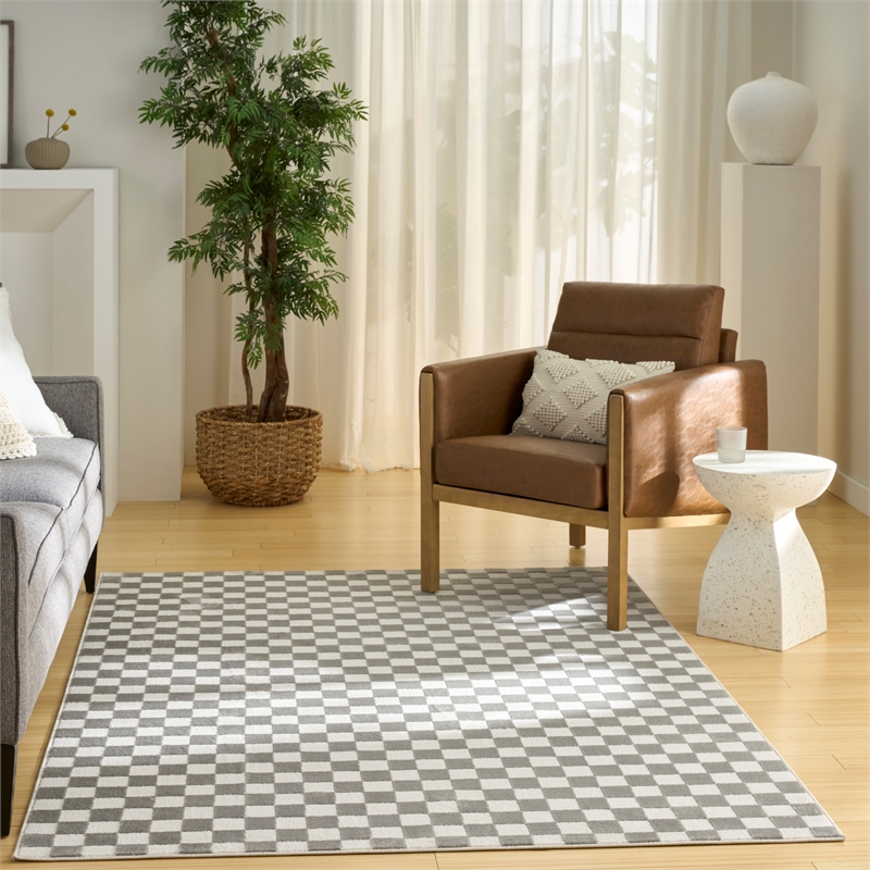Nourison Serenity Home 4' x 6' Ivory Gray Fabric Area Rug