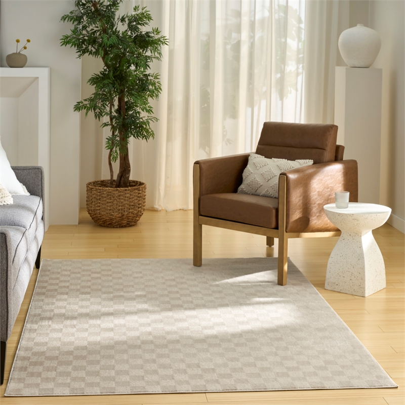 Nourison Serenity Home 4' x 6' Beige  Fabric Area Rug