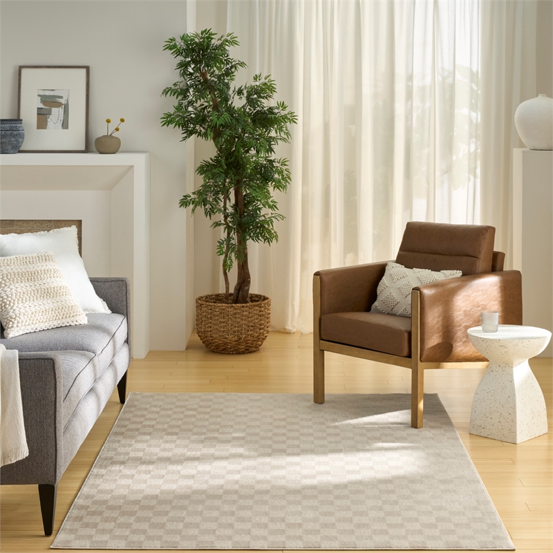 Nourison Serenity Home 4' x 6' Beige  Fabric Area Rug