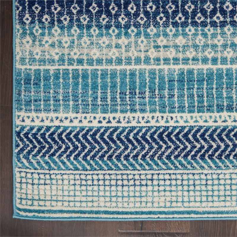 Nourison Passion 6' Runner Navy Blue Fabric Area Rug