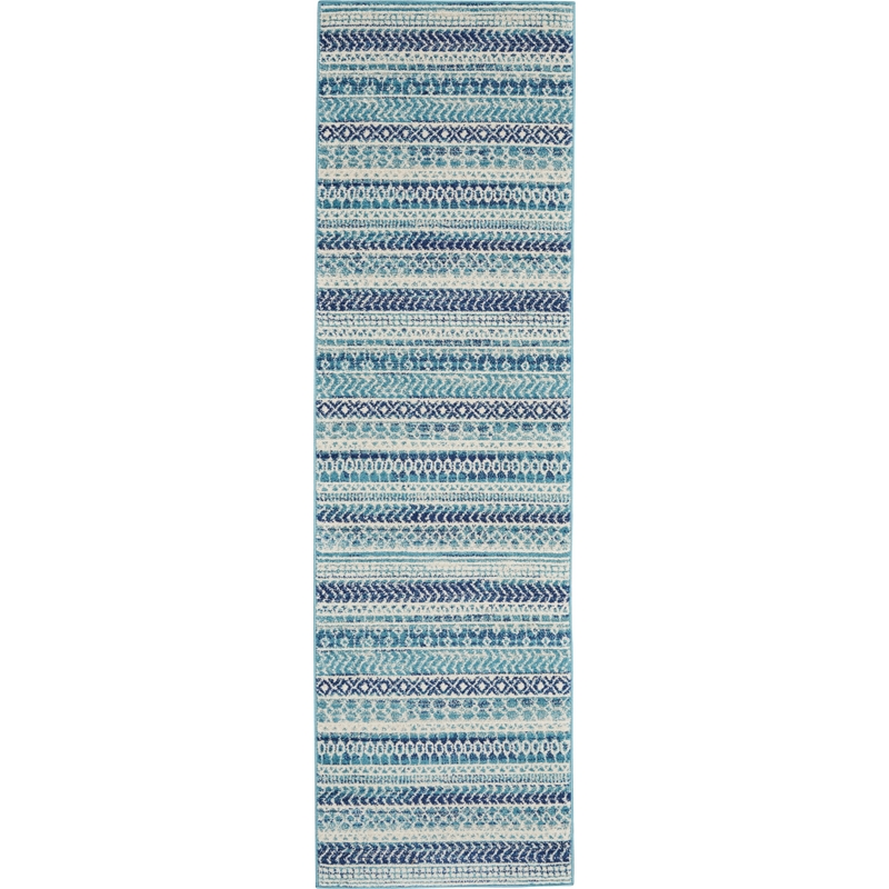 Nourison Passion 6' Runner Navy Blue Fabric Area Rug