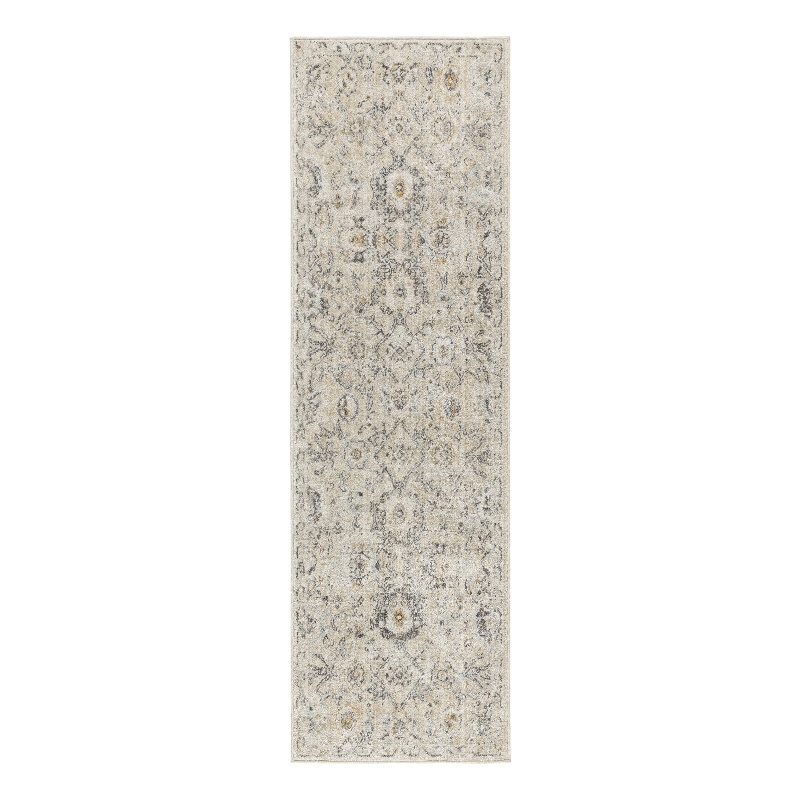 Nourison Oushak Home 6' Runner Cream Fabric Area Rug