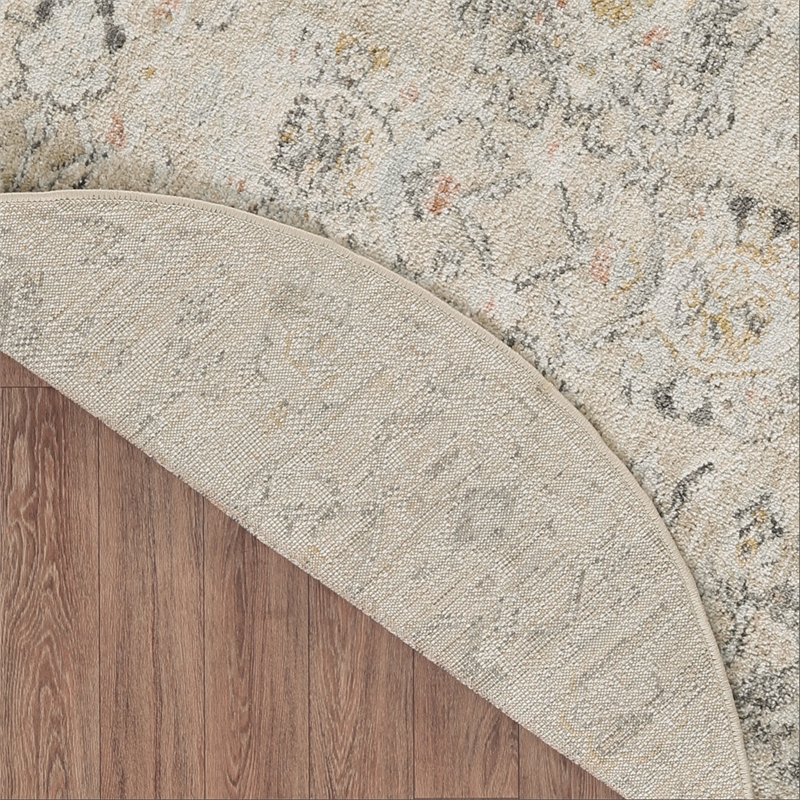Nourison Oushak Home 8' x Round Cream Fabric Area Rug