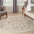 Nourison Oushak Home 8' x Round Cream Fabric Area Rug