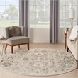 Nourison Oushak Home 8' x Round Cream Fabric Area Rug