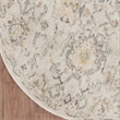 Nourison Oushak Home 4' x Round Gray Fabric Area Rug
