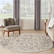 Nourison Oushak Home 8' x Round Gray Fabric Area Rug