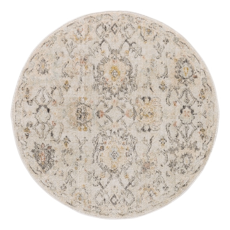 Nourison Oushak Home 8' x Round Gray Fabric Area Rug