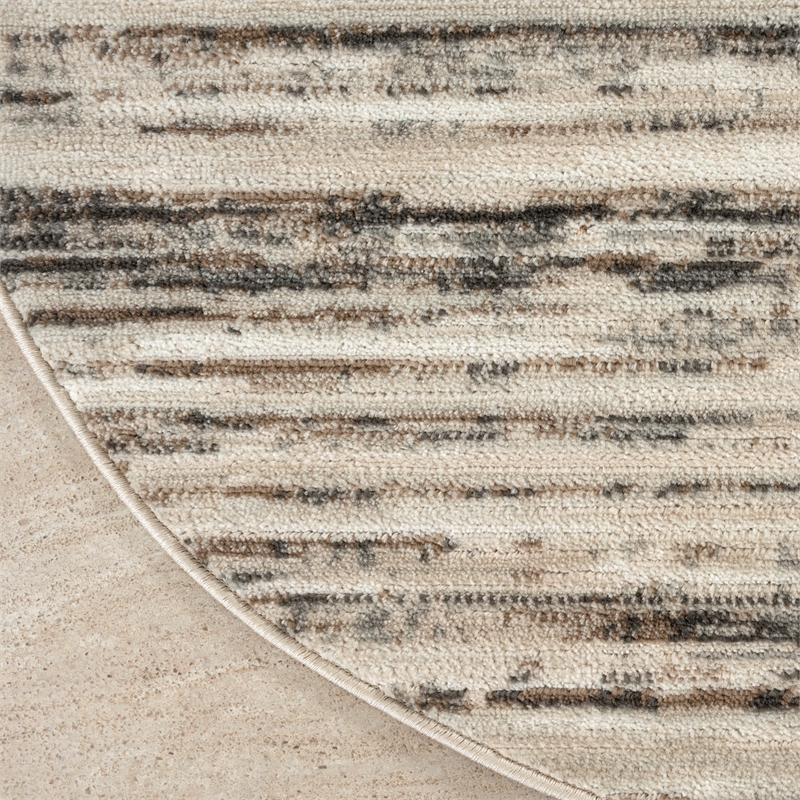 nourison serenity home 4' x round ivory beige fabric area rug