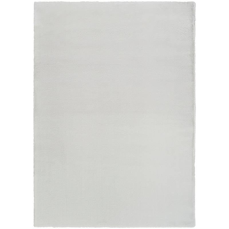 Nourison Soft Plush Rabbit Fur 5' x 7' Silver Fabric Polyester Area Rug