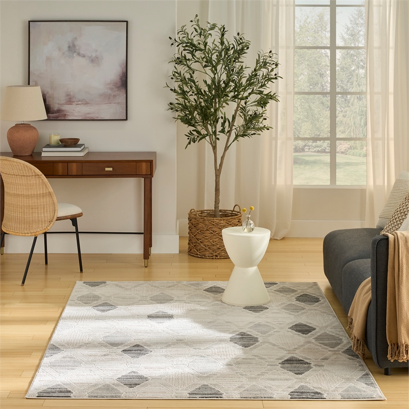 Nourison Serenity Home 5' x 7' Beige Gray Fabric Area Rug