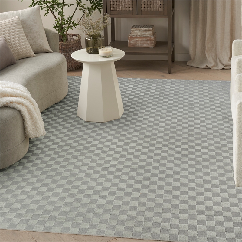 nourison serenity home 9' x 12' gray fabric area rug