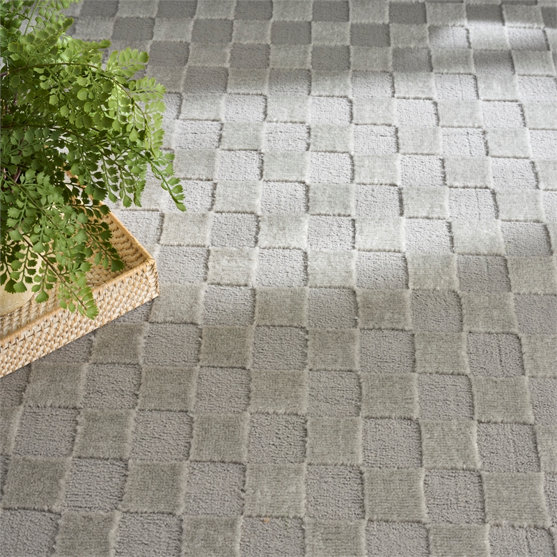 nourison serenity home 9' x 12' gray fabric area rug