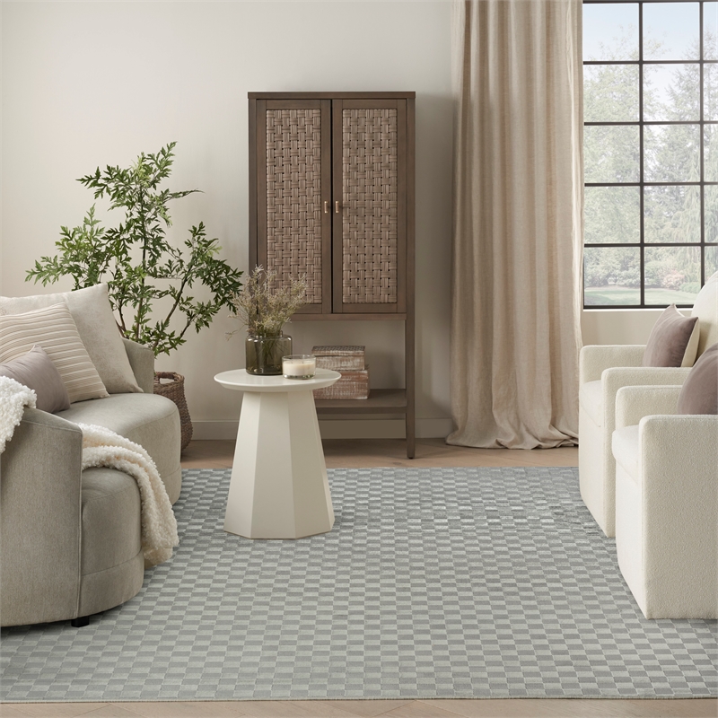 nourison serenity home 9' x 12' gray fabric area rug