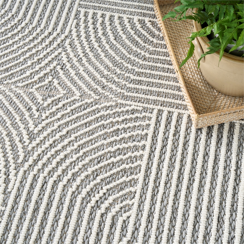 Nourison Textured Home 4' x 6' Charcoal Ivory Fabric Area Rug