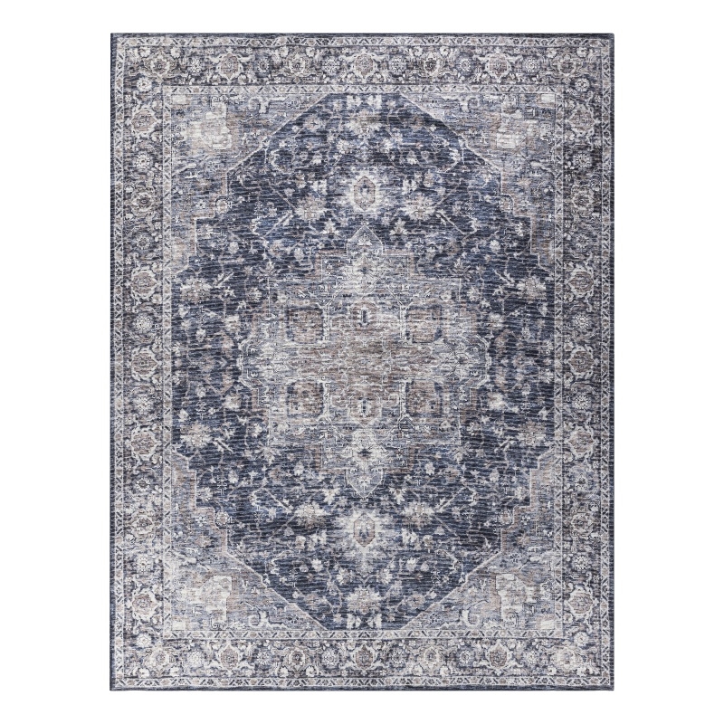 Nourison New Concept Washables 10' x 14' Ivory Navy Vintage Indoor Rug