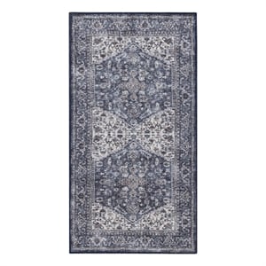 Nourison New Concept Washables 3' x 5' Navy Ivory Vintage Indoor Rug