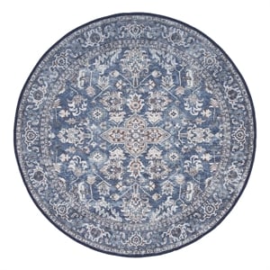 Nourison New Concept Washables 5'3&quot x Round Navy Ivory Vintage Indoor Rug