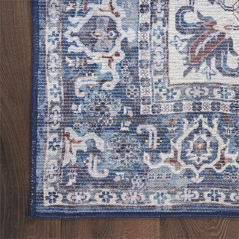 Nourison New Concept Washables 10' x 14' Navy Ivory Vintage Indoor Rug