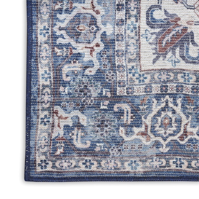Nourison New Concept Washables 10' x 14' Navy Ivory Vintage Indoor Rug