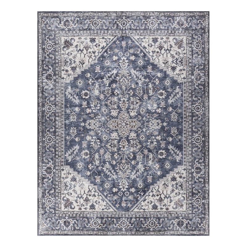 Nourison New Concept Washables 10' x 14' Navy Ivory Vintage Indoor Rug